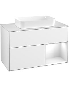Villeroy und Boch Finion Villeroy und Boch F661GFGF 100x60.3x50.1cm, étagère à droite Laque blanc brillant, Laque blanc brillant