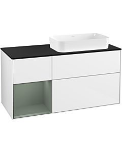 Villeroy und Boch Finion Villeroy und Boch F682GMGF 120x60.3x50.1cm, étagère à gauche Olive Matt Lacquer , laqué blanc brillant