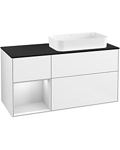 Villeroy und Boch Finion Villeroy und Boch F682MTGF 120x60.3x50.1cm, étagère à gauche laqué blanc mat, laqué blanc brillant