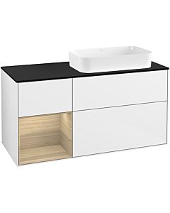 Villeroy und Boch Finion Waschtischunterschrank F682PCGF 120x60,3x50,1cm, Regal links Oak Veneer, Glossy white lacquer
