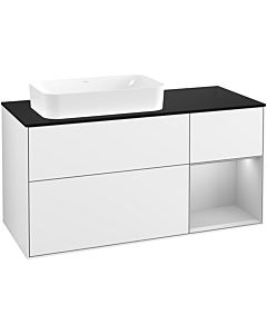 Villeroy und Boch Finion Waschtischunterschrank F692GJGF 120x60,3x50,1cm, Regal rechts Light grey matt, Glossy white lacquer