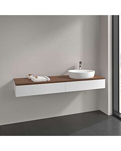 Villeroy &amp; Boch Antao vanity unit L16052MT with lighting, 2 drawers, 1600 x 190 x 500 mm, smooth front, White Matt Lacquer / Warm Walnut