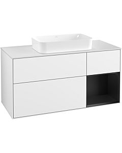 Villeroy und Boch Finion Waschtischunterschrank F711PDGF 120x60,3x50,1cm, Regal rechts Black matt lacquer, Glossy white lacquer