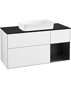 Villeroy und Boch Finion Villeroy und Boch F712PDGF 120x60.3x50.1cm, étagère à droite laqué noir mat, laqué blanc brillant