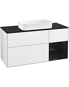 Villeroy und Boch Finion Waschtischunterschrank F712PHGF 120x60,3x50,1cm, Regal rechts Glossy Black Lacquer, Glossy white lacquer