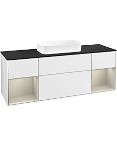 Villeroy und Boch Finion Villeroy und Boch F742HHGF 160x60.3x50.1cm, étagères laqué sable mat, laqué blanc brillant