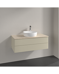 Villeroy und Boch Antao Waschtisch-Unterschrank K20053HJ 100x36x50cm, Hahnloch, Waschbeckenplattenfarbe botticino, silk grey matt lacquer