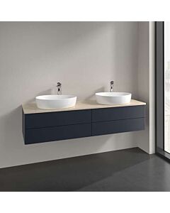 Villeroy &amp; Boch Antao vanity unit K28013HG 160x36x50cm, washbasin top color botticino, midnight blue matt lacquer