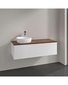 Villeroy und Boch Antao Waschtisch-Unterschrank K33052MT 120x36x50cm, Hahnloch, Waschbeckenplattenfarbe warm walnut, white matt lacquer