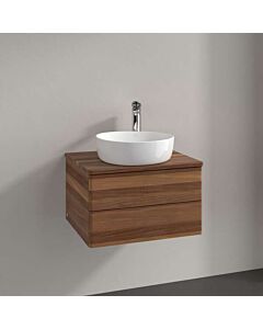 Meuble vasque Villeroy &amp; Boch Antao L18052HM avec éclairage, 2 tiroirs, 600 x 360 x 500 mm, façade lisse, finition Noyer Chaud / Noyer Chaud