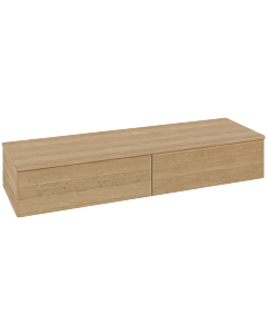 Villeroy und Boch Antao Sideboard L42001HN mit Beleuchtung, 2 Auszüge, 1600 x 268 x 500 mm, Front ohne Struktur, Honey Oak / Honey Oak