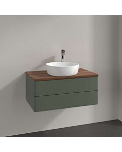 Villeroy und Boch Antao Waschtisch-Unterschrank K19012HL 80x36x50cm, Waschbeckenplattenfarbe warm walnut, leaf green matt lacquer