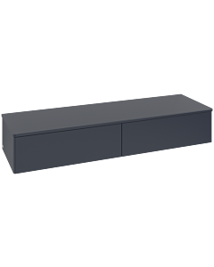 Villeroy und Boch Antao Sideboard L42000HG mit Beleuchtung, 2 Auszüge, 1600 x 268 x 500 mm, Front ohne Struktur, Midnight Blue Matt Lacquer / Midnight Blue Matt Lacquer