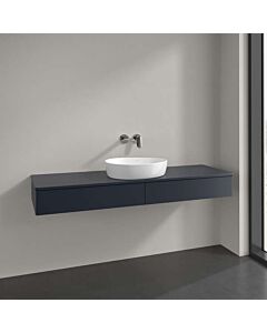 Meuble vasque Villeroy &amp; Boch Antao K14050HG 160 x 19 x 50 cm, percé pour robinetterie, plan vasque laqué, laque mate bleu nuit