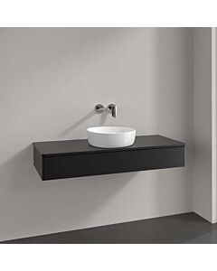Villeroy und Boch Antao Waschtisch-Unterschrank K10050PD 120x19x50cm, Hahnloch, Waschbeckenplattenfarbe Lack, black matt lacquer