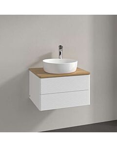 Villeroy und Boch Antao Waschtisch-Unterschrank L18151MT mit Beleuchtung, 2 Auszüge, 600 x 360 x 500 mm, Front mit Struktur, White Matt Lacquer / Honey Oak