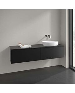 Meuble vasque Villeroy &amp; Boch Antao K38050PD 160 x 36 x 50 cm, percé pour robinetterie, plan vasque couleur : laque noire mate