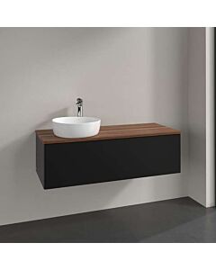 Villeroy und Boch Antao Waschtisch-Unterschrank K33052PD 120x36x50cm, Hahnloch, Waschbeckenplattenfarbe warm walnut, black matt lacquer