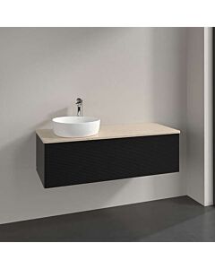 Meuble vasque Villeroy &amp; Boch Antao K33113PD 120 x 36 x 50 cm, plan vasque couleur Botticino, laque noire mate