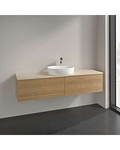 Meuble vasque Villeroy &amp; Boch Antao K36113HN 160 x 36 x 50 cm, plan vasque couleur Botticino, chêne miel