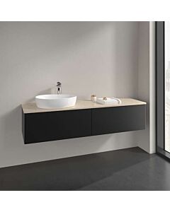 Villeroy und Boch Antao Waschtisch-Unterschrank K37053PD 160x36x50cm, Hahnlochbohrung, Waschbeckenplattenfarbe botticino, black matt lacquer
