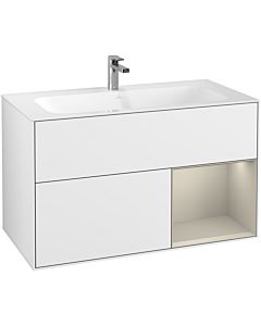 Villeroy und Boch Finion Villeroy und Boch Finion G040HHGF 99.6x59.1cm, Emotion, shelf right Sand Matt, Glossy white lacquer