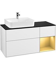 Villeroy und Boch Finion Villeroy und Boch Finion G152HFGF 120cm, cover plate black matt, Emotion, shelf left gold matt, glossy white lacquer