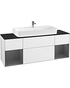 Villeroy und Boch Finion Villeroy und Boch Finion G212GKGF 160cm, cover plate black matt, Emotion, shelves anthracite matt lacquer, glossy white lacquer