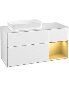 Villeroy und Boch Finion Villeroy und Boch Finion G281HFGF 120cm, cover plate white matt, Emotion, shelf on the right matt gold, glossy white lacquer