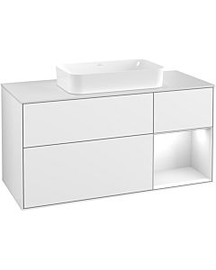 Villeroy und Boch Finion Waschtischunterschrank G301GFGF 120cm, Abdeckplatte white matt, Emotion, Regal rechts Glossy white lacquer, Glossy white lacquer