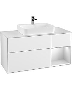 Villeroy und Boch Finion Villeroy und Boch Finion G421MTGF 120cm, cover plate white matt, Emotion, shelf on the right white matt, glossy white lacquer