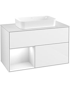 Villeroy und Boch Finion Villeroy und Boch G651GFGF 100x60.3x50.1cm, étagère à gauche laqué blanc brillant, laqué blanc brillant