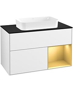Villeroy und Boch Finion Villeroy und Boch G662HFGF 100x60.3x50.1cm, étagère à droite or mat, laqué blanc brillant