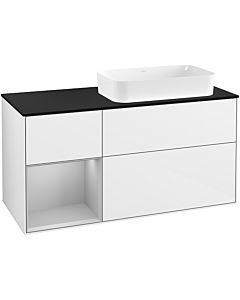 Villeroy und Boch Finion Waschtischunterschrank G682GJGF 120x60,3x50,1cm, Regal links Light grey matt, Glossy white lacquer