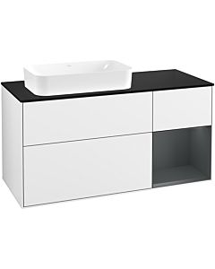 Villeroy und Boch Finion Waschtischunterschrank G692HGGF 120x60,3x50,1cm, Regal rechts Midnight Blue Matt Lacquer, Glossy white lacquer