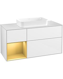Villeroy und Boch Finion Villeroy und Boch G701HFGF 120x60.3x50.1cm, étagère droite or mat, laqué blanc brillant
