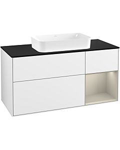 Villeroy und Boch Finion Waschtischunterschrank G712HHGF 120x60,3x50,1cm, Regal rechts Sand Matt, Glossy white lacquer