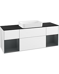 Villeroy und Boch Finion Villeroy und Boch G742HGGF 160x60.3x50.1cm, étagères laqué mat minuit, laqué blanc brillant