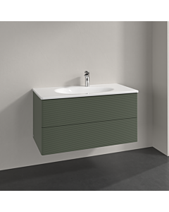 Villeroy und Boch Antao Waschtisch-Unterschrank K05100HL 98,8x50,4x49,6cm, mit Frontstruktur, leaf green matt lacquer
