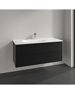 Villeroy und Boch Antao Waschtisch-Unterschrank K06100PD 118,8x50,4x49,3cm, mit Frontstruktur, black matt lacquer