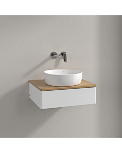 Meuble vasque Villeroy &amp; Boch Antao K07011MT 60 x 19 x 50 cm, plan vasque couleur chêne miel, laque blanche mate