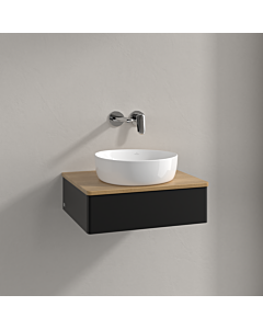 Meuble vasque Villeroy &amp; Boch Antao K07011PD 60 x 19 x 50 cm, plan vasque couleur chêne miel, laque noire mate