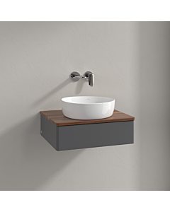 Villeroy &amp; Boch Antao vanity unit K07012GK 60x19x50cm, washbasin top color warm walnut, anthracite matt lacquer
