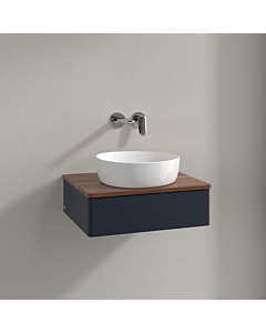 Meuble vasque Villeroy &amp; Boch Antao K07012HG 60 x 19 x 50 cm, plan vasque couleur noyer chaud, laque mate bleu nuit