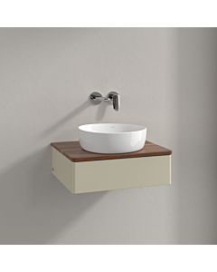 Villeroy &amp; Boch Antao vanity unit K07012HJ 60x19x50cm, washbasin top color warm walnut, silk grey matt lacquer