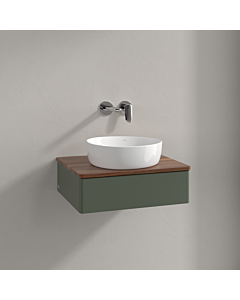 Villeroy &amp; Boch Antao vanity unit K07012HL 60x19x50cm, washbasin top color warm walnut, leaf green matt lacquer