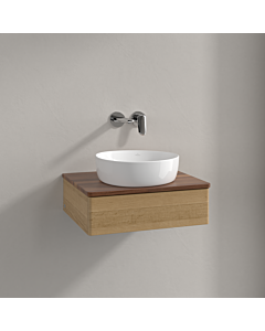 Meuble vasque Villeroy &amp; Boch Antao K07012HN 60 x 19 x 50 cm, plan vasque couleur noyer chaud, chêne miel