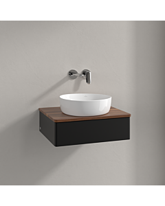 Meuble vasque Villeroy &amp; Boch Antao K07012PD 60 x 19 x 50 cm, plan vasque couleur noyer chaud, laque noire mate