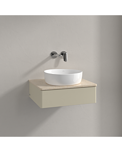 Villeroy &amp; Boch Antao vanity unit K07013HJ 60x19x50cm, washbasin top color botticino, silk grey matt lacquer