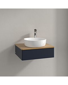 Villeroy &amp; Boch Antao vanity unit K07051HG 60x19x50cm, tap hole, washbasin top color honey oak, midnight blue matt lacquer